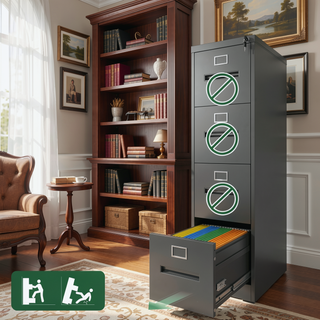 Sunvega 5 Drawer Metal Vertical File Cabinet with Lock on Wheels for Home Office