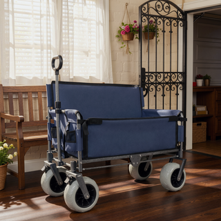 Sunvega 3-in-1 Heavy-Duty Folding Wagon Cart with Bench Seat and Storage
