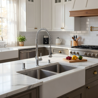 Sunvega 32x19 Inch Undermount Kitchen Sink with Superior Drainage and Soundproofing