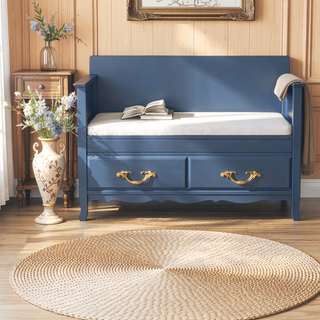 Sunvega Espresso Shoe Bench with Removable Cushion and Hidden Storage for Entrance