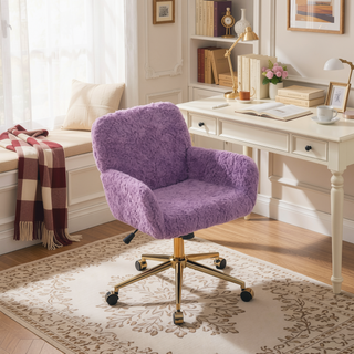 Sunvega Plush Faux Alpaca Fabric Double Cushion Wide 26.4 Inch Office Chair