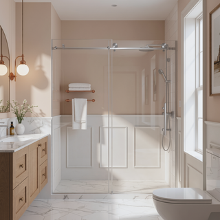 Sunvega Frameless Shower Door with Explosion Proof Film and Stainless Steel Handle