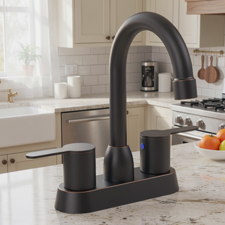 Sunvega Oil Rubbed Bronze Centerset Two Handle Bathroom Sink Faucet