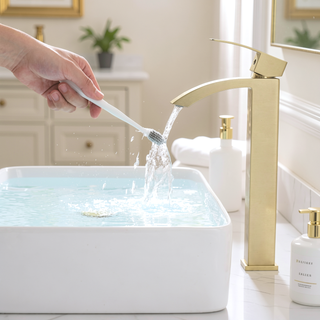Sunvega Brushed Nickel Single Hole Waterfall Bathroom Sink Faucet with Single Handle