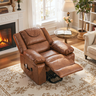 Sunvega Black PU Remote-Controlled Heating and Massage Assistive Recliner for Seniors