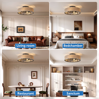 Sunvega Modern Drum Caged Ceiling Fan with Remote and Light for Bedroom