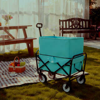 Sunvega Foldable Collapsible Wagon Cart with Extention Dual-Layer Design All-Terrain Wheels
