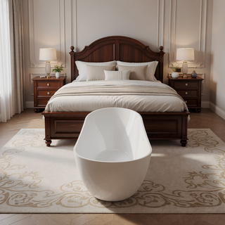 Sunvega Premium High-back Oval Acrylic Freestanding Soaker Bathtub Non-Slip Easy Clean