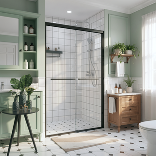 Sunvega 56-60"x58" Adjustable Aluminum Frame Double Sliding Bathtub Screen