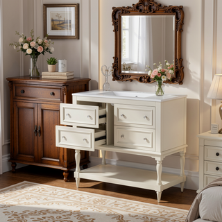Sunvega 36 Inch Freestanding Vanity Cabinet with Sink Combo and 4 Drawers
