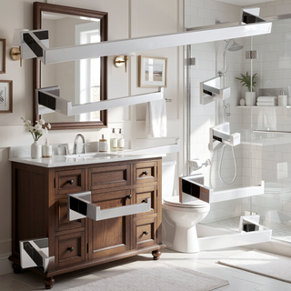 Sunvega Modern Safety Design Bathroom Hardware Set with Hidden Mounting Holes