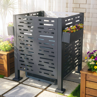 Sunvega 3ftx3ft Metal AC Unit Privacy Fence Cover with Flower Boxes for Outdoor