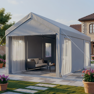 Sunvega 10x20 Portable Garage with 2 Roll-up Doors & 4 Ventilated Windows for Car Truck Boat