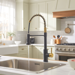 Sunvega Black and Nickel Gold Kitchen Faucet with Pull Out Sprayer