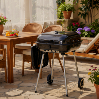 Sunvega 2 Burner Portable Gas BBQ Grill with Lid Thermometer and Foldable Legs