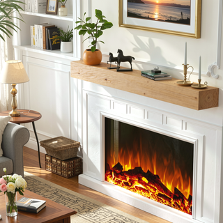Sunvega Handcrafted Pine Wood Fireplace Mantel Shelf with Distinctive Wood Grain
