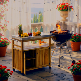 Sunvega Heavy Duty Outdoor Grill Cart with Stainless Steel Top and Spacious Storage
