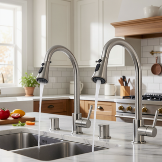 Sunvega High Arc Single Handle Stainless Steel Kitchen Faucet with Pull Down Sprayer