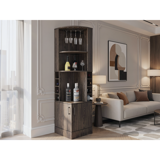 Sunvega Bar Cabinet with Eight Bottle Cubbies and Two Large Open Shelves