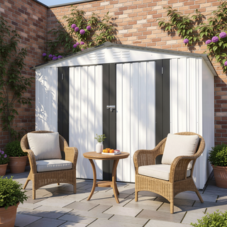 Sunvega All Weather Metal Storage Shed with 2 Lockable Doors for Garden Backyard