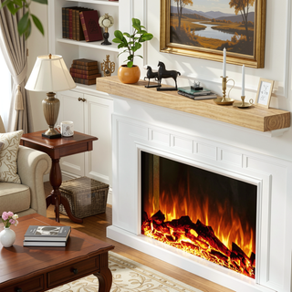 Sunvega Handcrafted Pine Wood Fireplace Mantel Shelf with Distinctive Wood Grain