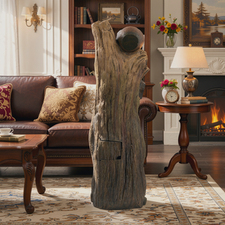 Sunvega Decorative Brown Water Fountain with Otter Design Light and Pump