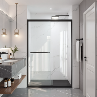 Sunvega 56-60"x58" Adjustable Aluminum Frame Double Sliding Bathtub Screen