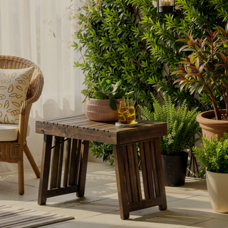 Sunvega Foldable Acacia Wood Slat Design Side Table for Outdoor Use