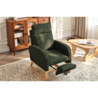 Sunvega Modern Upholstered Nursery Glider Rocking Chair with High Backrest and Side Pocket