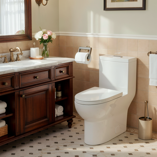 Sunvega Modern One Piece Toilet with Soft Closing Seat and Powerful Flushing
