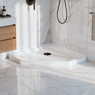 Sunvega 36x36x3.4 Inch White Neo-Angle Corner Shower Base with Center Drain