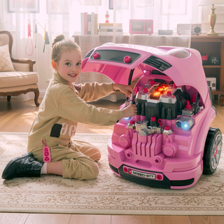 Sunvega 61-Piece Kids Car Engine Repair Toy Set with Realistic Sounds and DIY Stickers
