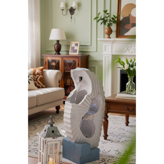 Sunvega Black and White Water Fountain with Vase Design Light and Pump