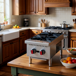 Sunvega Commercial 2-Burner 50,000 BTU Countertop Gas Stove Range with Cast Iron Grates