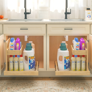 Sunvega 2 Tier Pull Out Cabinet Organizer with Soft Close and U Bracket