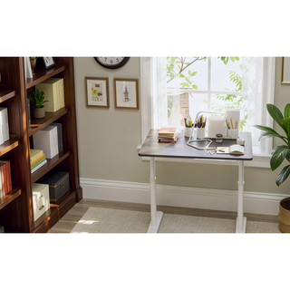 Sunvega Height Adjustable Hand Crank Sit Stand Home Office Desk for Study Room