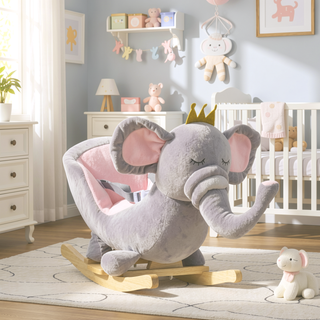 Sunvega Cute Elephant Rocking Chair Toy with Sound Effects and Safety Belt