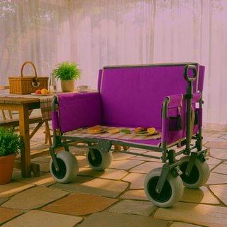 Sunvega 3-in-1 Heavy-Duty Folding Wagon Cart with Bench Seat and Storage