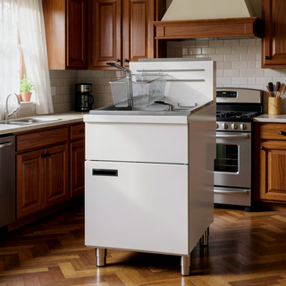 Sunvega Commercial 5-Burner Natural Gas Deep Fryer with 150,000 BTU/h and Adjustable Thermostat