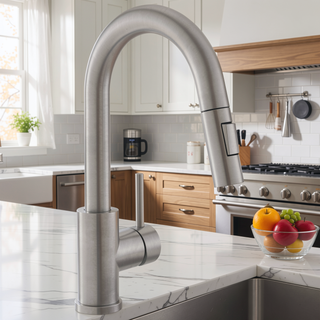 Sunvega Brushed Nickel Pull Out Kitchen Sink Faucet with Single Handle