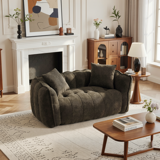 Sunvega Super Soft Chenille Bean Bag Chair with Armrests for Living Room