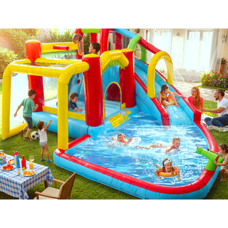 Sunvega 7 in 1 Inflatable Slide Water Park Bouncer with Splash Pool and Water Gun