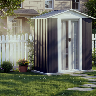 Sunvega 5FT x 3FT Grey Outdoor Pent Roof Garden Tool Storage Shed House