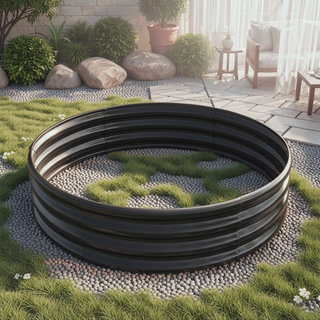 Sunvega 47.24 Inch Round Metal Raised Garden Bed for Vegetables Flowers and Herbs