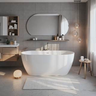 Sunvega Freestanding Solid Surface Bathtub with Excellent Heat Retention and Ergonomic Design