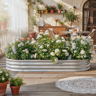 Sunvega Large Oval Metal Raised Garden Bed for Plants Vegetables and Flowers