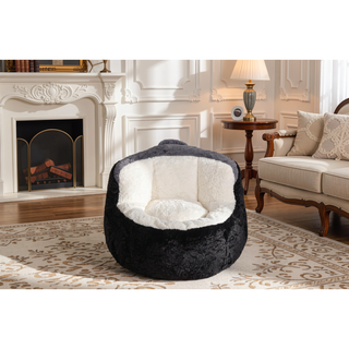 Sunvega Oversized Multicolor Faux Fur Bean Bag Chair with Shredded Sponge Filling