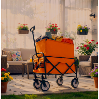 Sunvega Foldable Collapsible Wagon Cart with Extention Dual-Layer Design All-Terrain Wheels