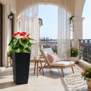 Sunvega 2 Pack Tall 21.7 Inch Crack-Resistant UV-Resistant Matte Planter Box for Indoor Outdoor