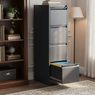 Sunvega 4 Drawer Metal Vertical File Cabinet with Lock for A4 Legal Letter Size
